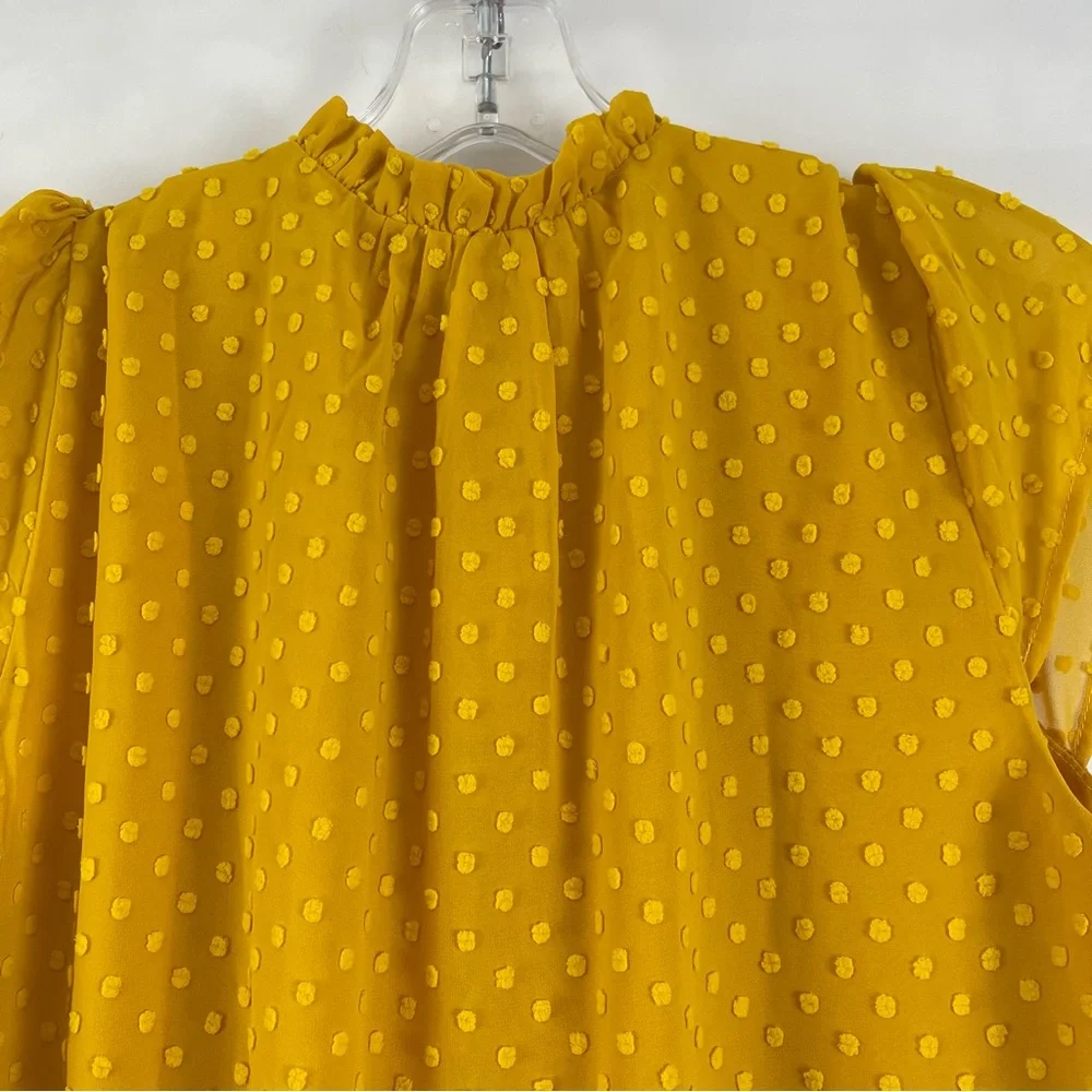 J.Crew Ruffle Swiss Dot Sleeveless Blouse Yellow Mustard XS New NWT Textured Top